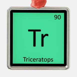 Ornement Carré Argenté TR - Tableau périodique de chimie de dinosaure de