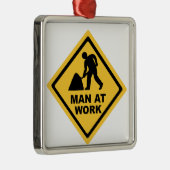 Ornement Carré Argenté Travailleur de la construction (Droite)