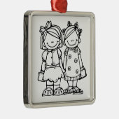 ORNEMENT CARRÉ ARGENTÉ TRÈS MEILLEURS AMIS ET SOEURS AMOUREUSES (Droite)