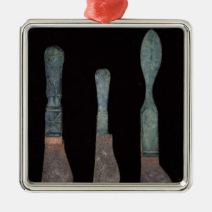 Ornement Carré Argenté Trois couteaux de Pompeii, romain, ANNONCE de