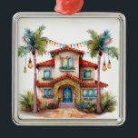 ORNEMENT CARRÉ ARGENTÉ TROPICAL FESTIVE CHRISTMAS BEACH HOACH<br><div class="desc">TROPICAL FESTIVE CHRISTMAS BEACH HOACH</div>