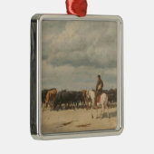 Ornement Carré Argenté Troupeau de bétail près de la mer (par Eugène Burn (Droite)