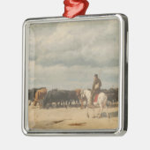 Ornement Carré Argenté Troupeau de bétail près de la mer (par Eugène Burn (Gauche)