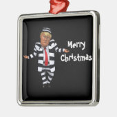 Ornement Carré Argenté Trump en prison (Gauche)