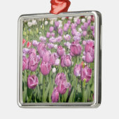 Ornement Carré Argenté Tulières violettes dans le jardin carte postale au (Gauche)
