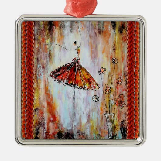 Ornement Carré Argenté Tutu Ballerina (Devant)