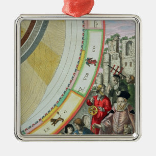 Ornement Carré Argenté Tycho Brahe, détail d'une carte montrant le sien