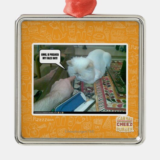 Ornement Carré Argenté U a poussé mon visage dedans ! (Devant)