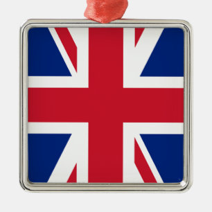 Ornement Carré Argenté UK United Kingdom Britain Royal Union Jack Flag