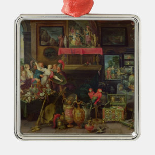 Ornement Carré Argenté Ulysse identifiant Achille parmi des filles