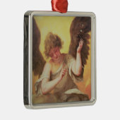 Ornement Carré Argenté Un ange tenant un flacon en verre (Droite)