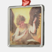 Ornement Carré Argenté Un ange tenant un flacon en verre (Gauche)