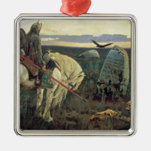 Ornement Carré Argenté Un chevalier à la croisée des chemins