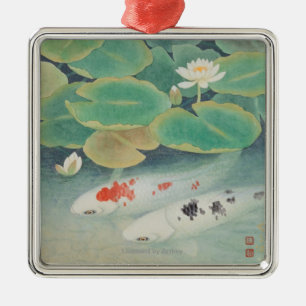 Ornement Carré Argenté Un couple sous Lotus
