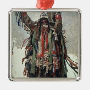 Ornement Carré Argenté Un croquis de chaman pour Yermak