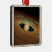 Ornement Carré Argenté Un disque poussiéreux formant une planète en orbit (Droite)