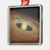 Ornement Carré Argenté Un disque poussiéreux formant une planète en orbit (Gauche)