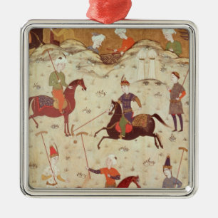 Ornement Carré Argenté Un jeu de polo