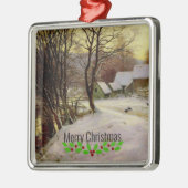 Ornement Carré Argenté Un matin d'hiver, art (Gauche)