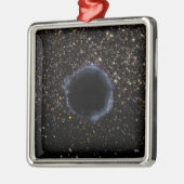 Ornement Carré Argenté Un trou noir dans une grappe globale (Gauche)