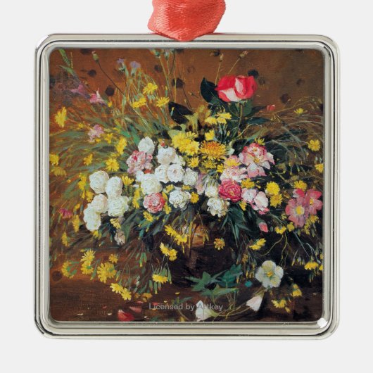 Ornement Carré Argenté Un vase de fleurs (Devant)