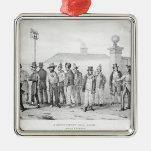 Ornement Carré Argenté Une bande de prison de gouvernement