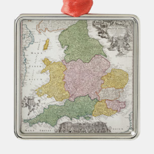 Ornement Carré Argenté Une carte de l'Angleterre   1760