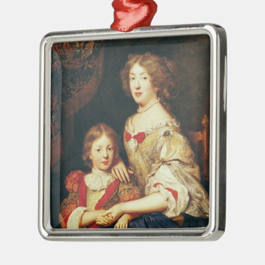 Ornement Carré Argenté Une femme et son fils (Gauche)
