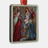 Ornement Carré Argenté Une joyeuse scène de ChristmasNativity (Droite)