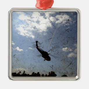 Ornement Carré Argenté Une marine HH-60 Seahawk des USA