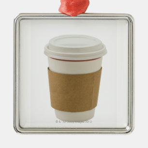 Ornement Carré Argenté Une tasse de café de papier
