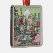 Ornement Carré Argenté Une vue de Tokyo (Droite)