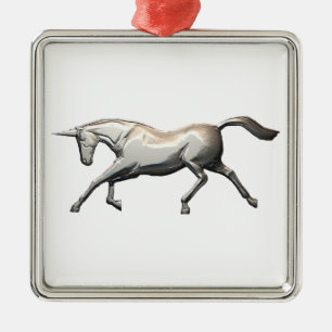 Ornement Carré Argenté Unicorne d'argent