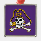 Ornement Carré Argenté Université de Caroline de l'Est | Pirates écus (Devant)