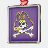 Ornement Carré Argenté Université de Caroline de l'Est | Pirates écus (Gauche)
