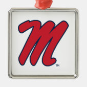 Ornement Carré Argenté Université du Mississippi | Script M (Devant)