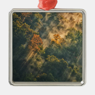 Ornement Carré Argenté USA, New York, Letchworth State Park.Sunrise