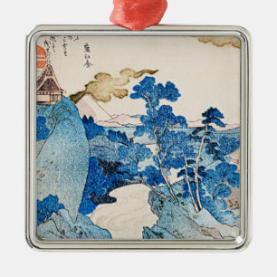 Ornement Carré Argenté Utagawa Kuniyoshi - Fuji no Yukei