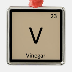 Ornement Carré Argenté V - Chimie du vinaigre Symbole du tableau périodiq