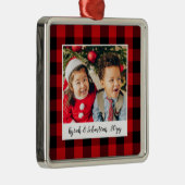 Ornement Carré Argenté Vacances rouges de plaid (Droite)