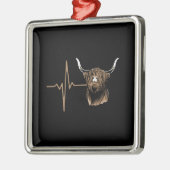 Ornement Carré Argenté Vache écossaise des Highlands (Gauche)