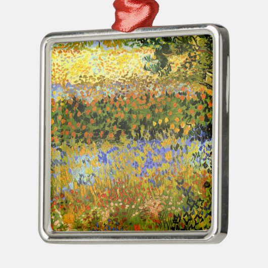 Ornement Carré Argenté Van Gogh - Flowering Garden (Gauche)