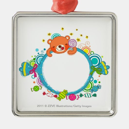 Ornement Carré Argenté Variété de sucreries (Devant)