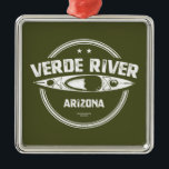 Ornement Carré Argenté Verde River Arizona Kayak<br><div class="desc">La rivière Verde Wild And Pittoresque traverse les zones sauvages de Mazatzal et de Cedar Bench au sud de Camp Verde,  en Arizona,  et est un paddle et un centre récréatif.</div>