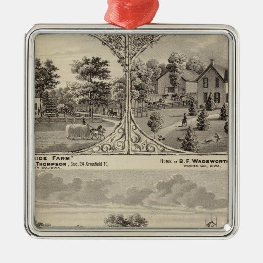 Ornement Carré Argenté Verger de cerise, ferme de Hillside (Devant)
