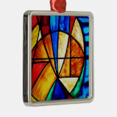 Ornement Carré Argenté Verre Abstrait 2 (Droite)