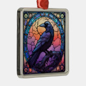 Ornement Carré Argenté Verre Éffrayant Raven (Droite)