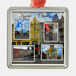 Ornement Carré Argenté Vieux collage de photo de ville de Zagreb