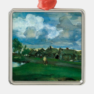 Ornement Carré Argenté Village russe Valentin Serov