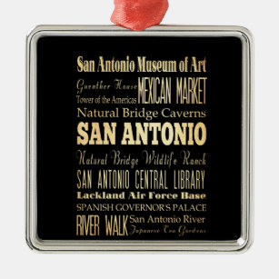 Ornement Carré Argenté Ville de San Antonio d'art de typographie d'état